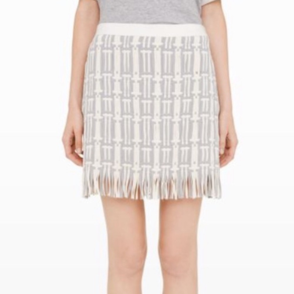 “Ferdinanda” basketweave fringe skirt